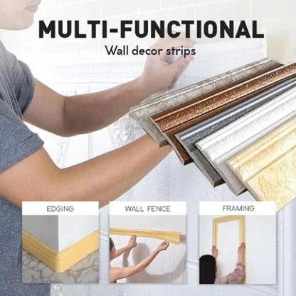 Elysian Wall Edging Strip | Self-Adhesive PE Foam, 3D Embossed Design 2