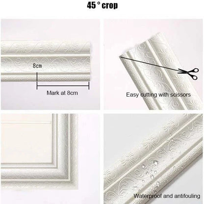 Elysian Wall Edging Strip | Self-Adhesive PE Foam, 3D Embossed Design 7