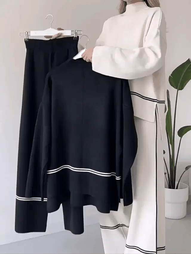 Fina Knitted Sweater Set | Stylish Wide-Leg Design 1