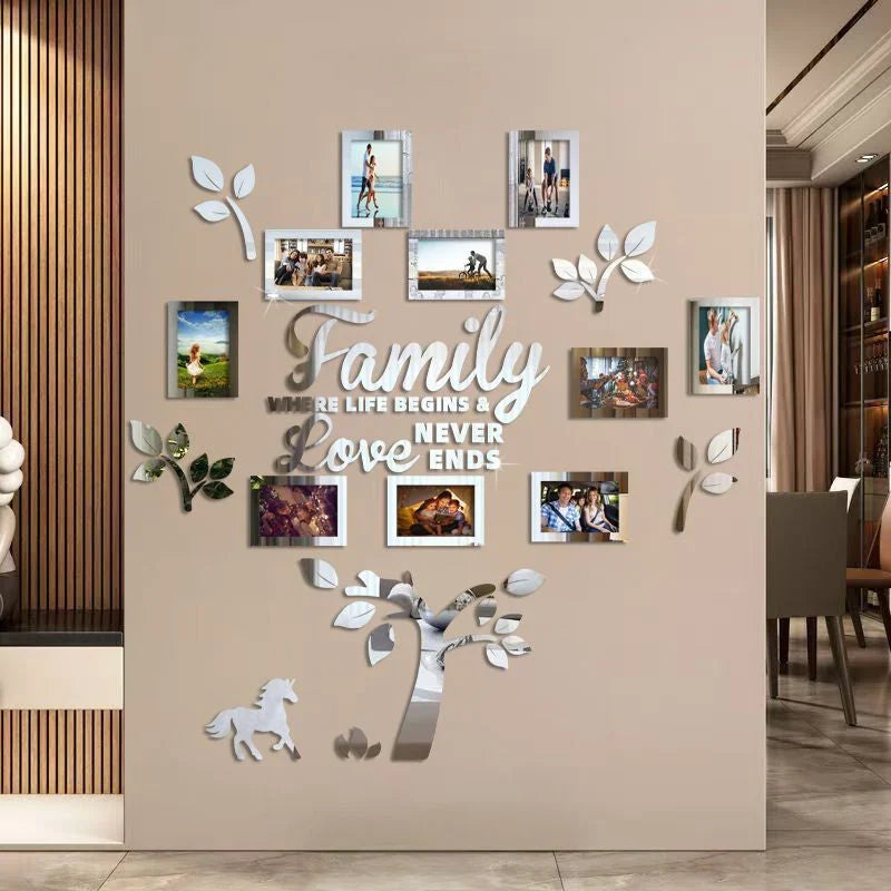 Fiora Family Tree Wall Art | 3D Acrylic Design with Integrated Photo Frames 3