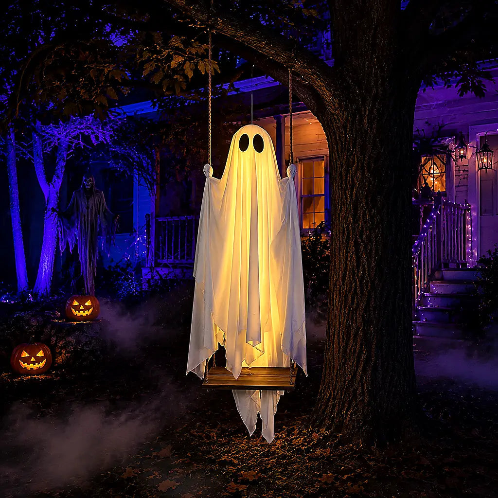 Glimmer Ghost Swing | Battery-Powered Halloween Decoration with Remote Control 4