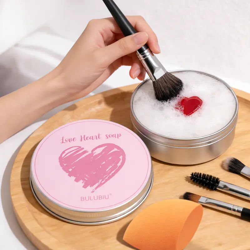 Hedra Makeup Brush Cleaner | Heart-Shaped Soap with Silicone Scrubber 0