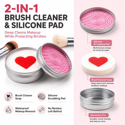 Hedra Makeup Brush Cleaner | Heart-Shaped Soap with Silicone Scrubber 1