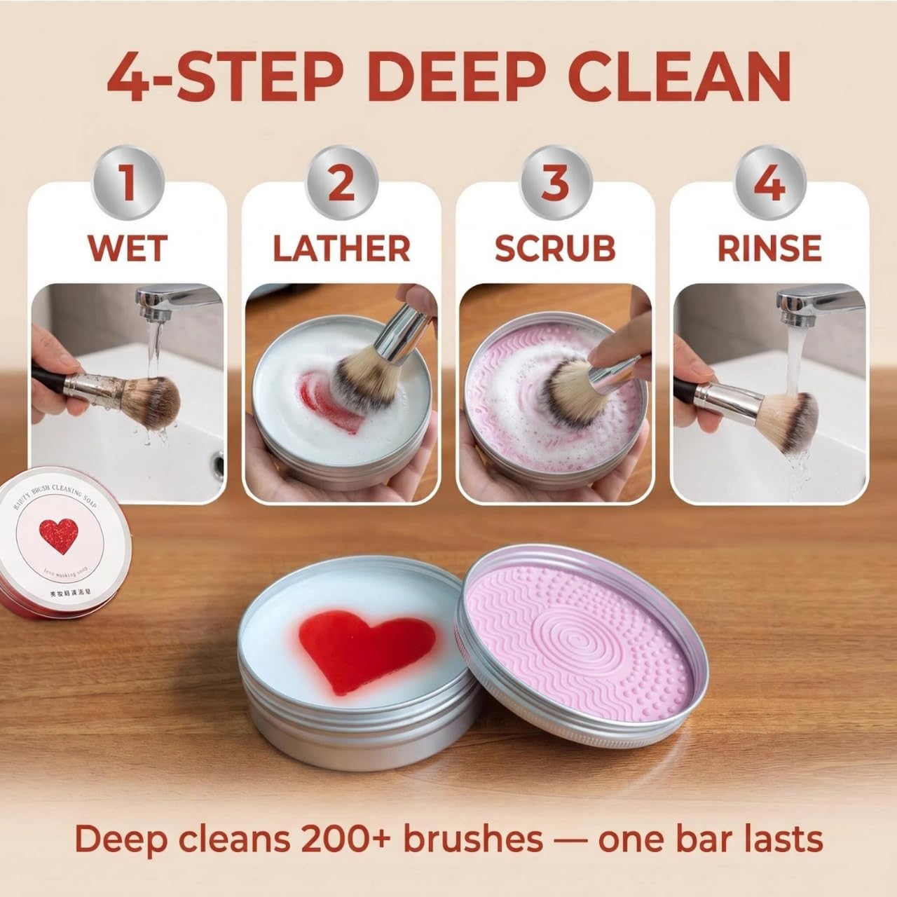 Hedra Makeup Brush Cleaner | Heart-Shaped Soap with Silicone Scrubber 2