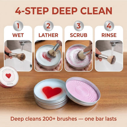 Hedra Makeup Brush Cleaner | Heart-Shaped Soap with Silicone Scrubber 2