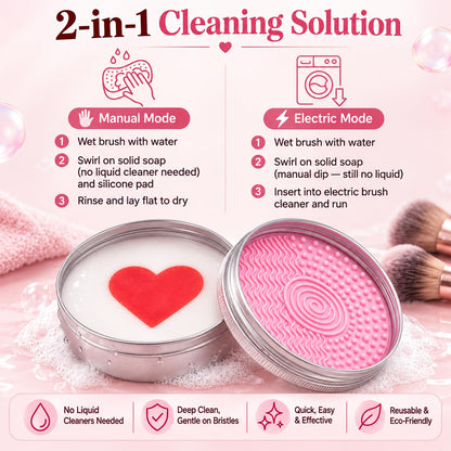 Hedra Makeup Brush Cleaner | Heart-Shaped Soap with Silicone Scrubber 3