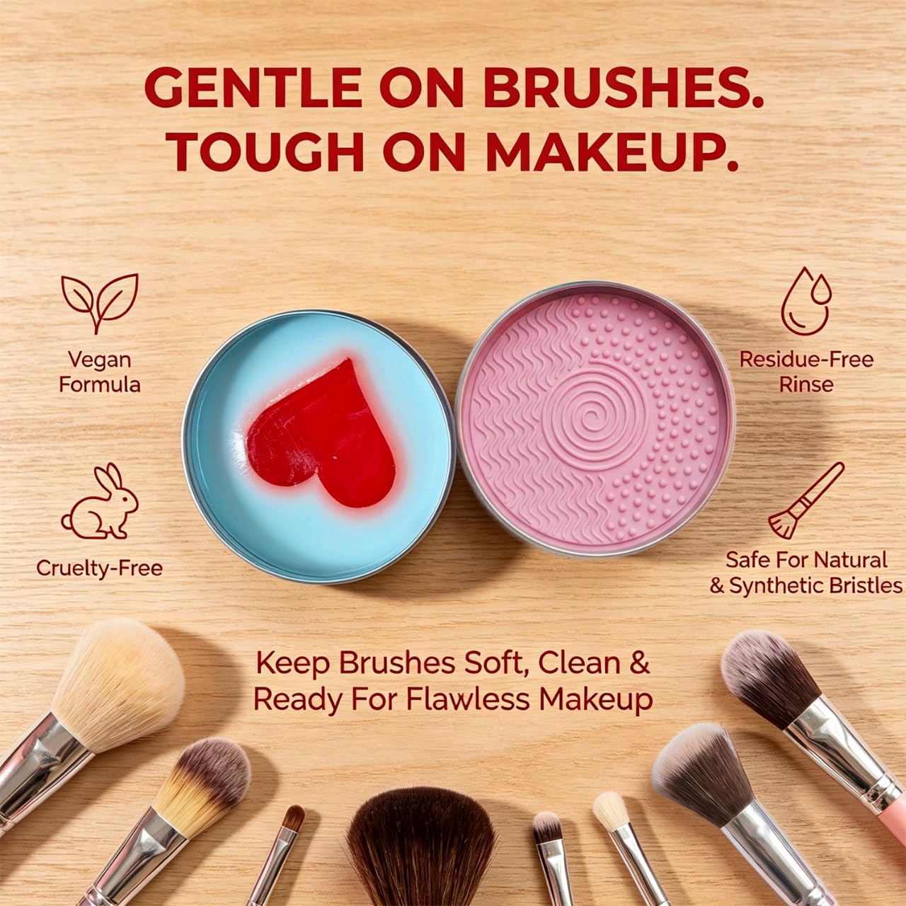 Hedra Makeup Brush Cleaner | Heart-Shaped Soap with Silicone Scrubber 4