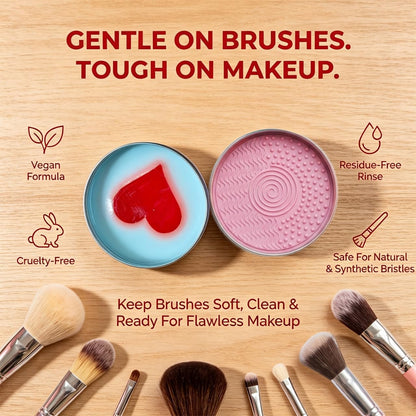Hedra Makeup Brush Cleaner | Heart-Shaped Soap with Silicone Scrubber 4