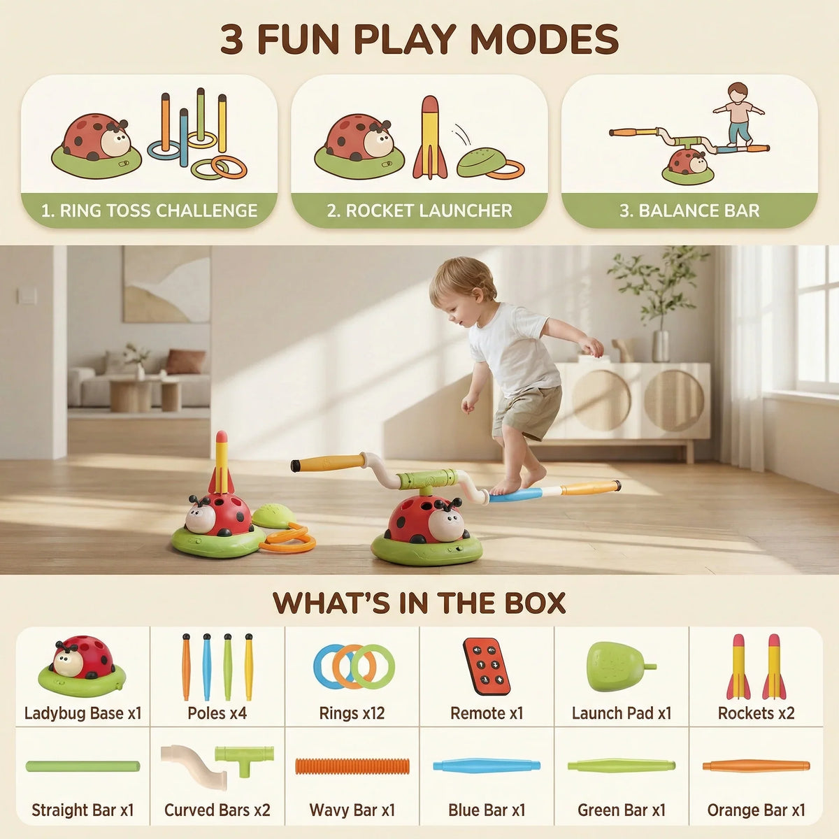 Juvo Active Play Game | 3-in-1 Jump, Throw, Coordination 3