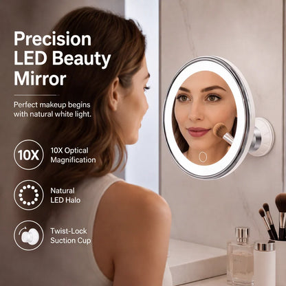 Luma Makeup Mirror | 10X Magnifying, LED Light, Suction Cup, 360° Adjustable 1