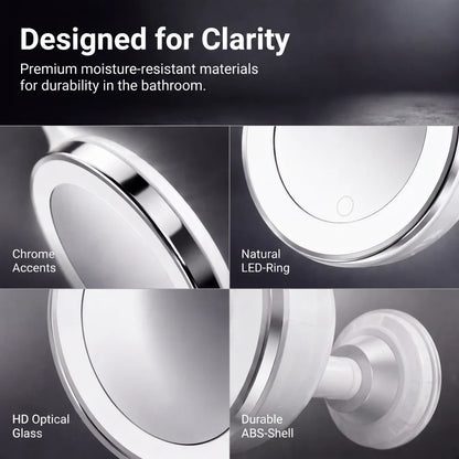 Luma Makeup Mirror | 10X Magnifying, LED Light, Suction Cup, 360° Adjustable 5