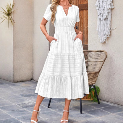 Luna V Neck Dress | Lightweight Boho A-Line Summer Dress with Pockets 10