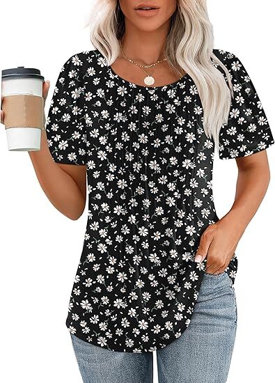 Luna Women's Top | Pleated Short Sleeve Casual Going Out Top 11