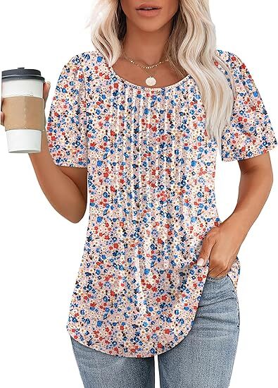 Luna Women's Top | Pleated Short Sleeve Casual Going Out Top 12