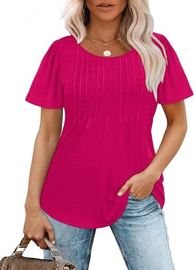 Luna Women's Top | Pleated Short Sleeve Casual Going Out Top 13