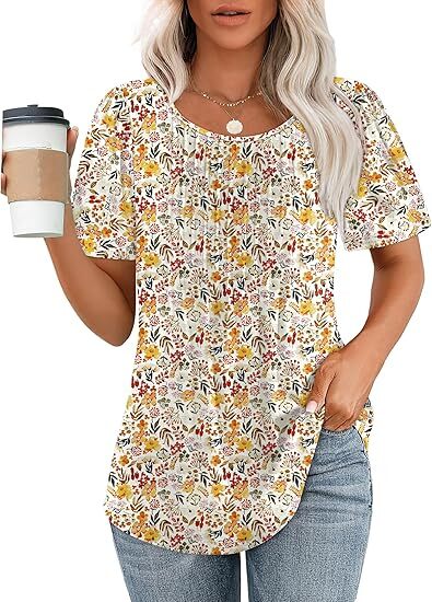 Luna Women's Top | Pleated Short Sleeve Casual Going Out Top 14
