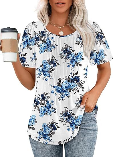 Luna Women's Top | Pleated Short Sleeve Casual Going Out Top 15
