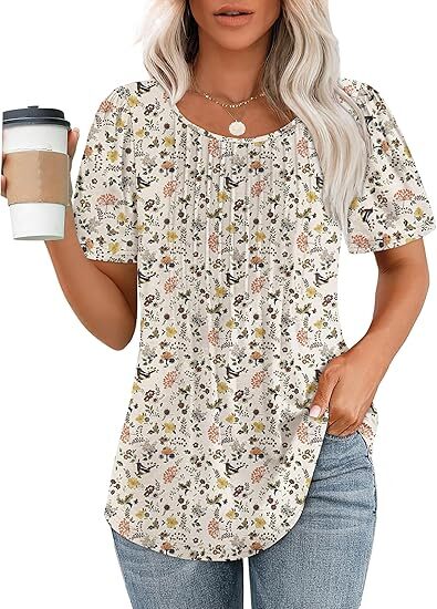 Luna Women's Top | Pleated Short Sleeve Casual Going Out Top 16