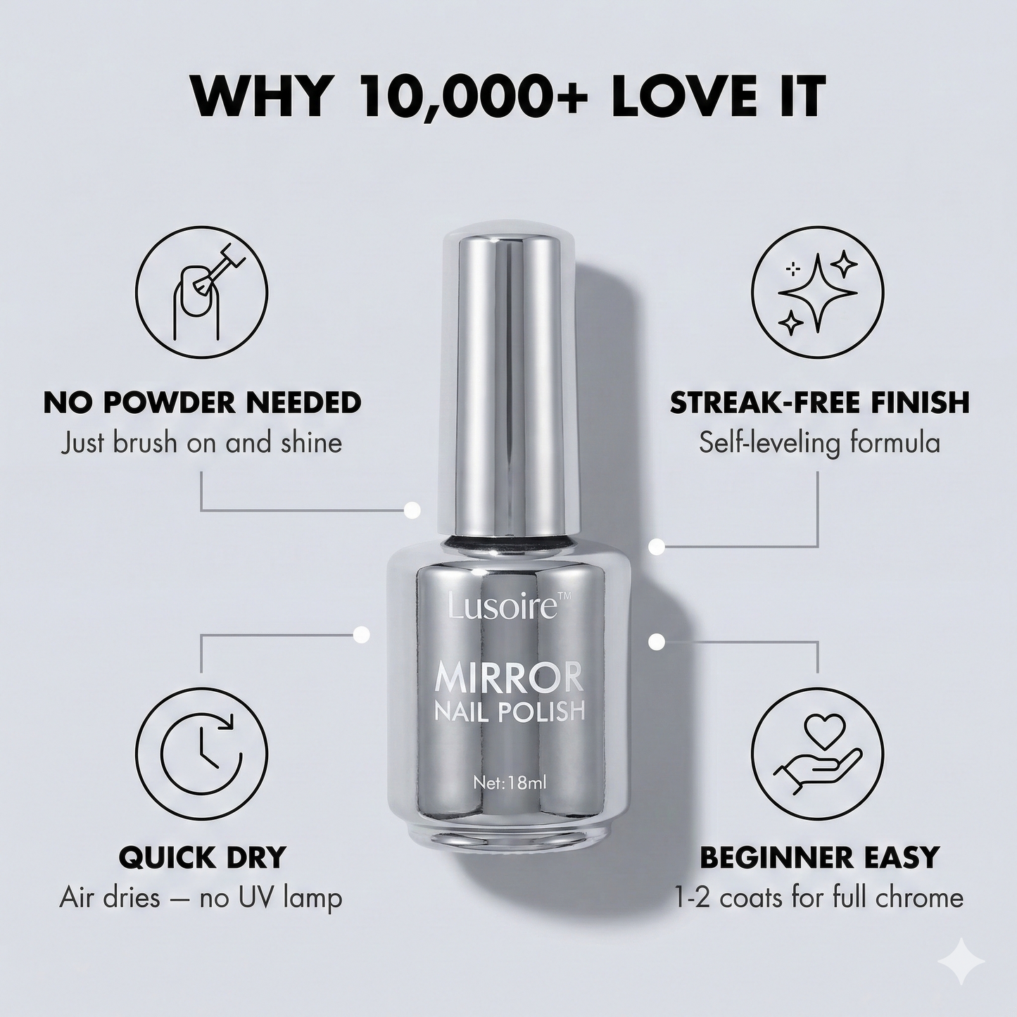 Lusoire Liquid Chrome Nail Polish | High-Gloss, Easy Application 2