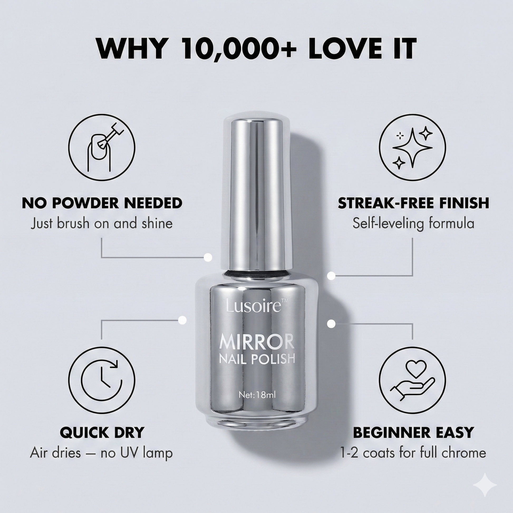 Lusoire Liquid Chrome Nail Polish | High-Gloss, Easy Application 2