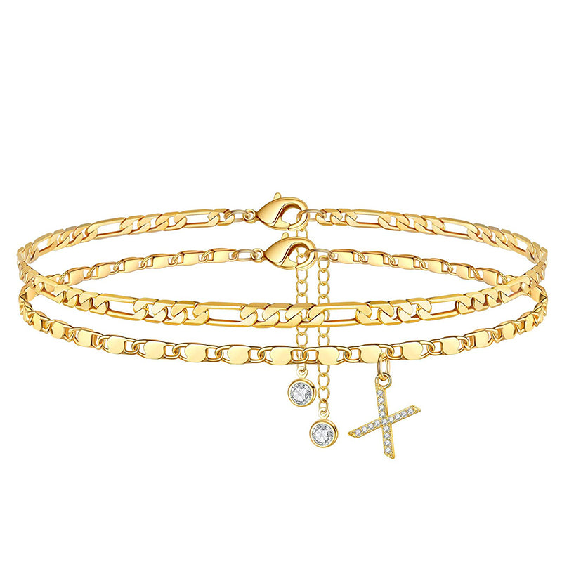 Luxe Layered Anklet | Gold Chain with Rhinestones, Adjustable Fit 10