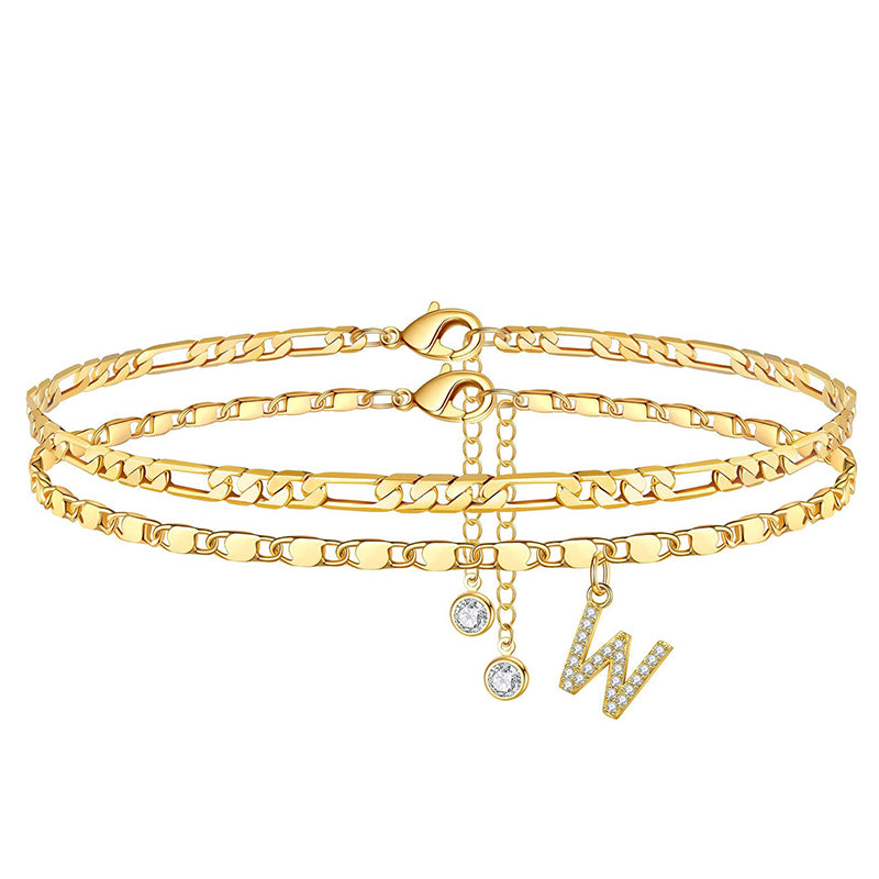 Luxe Layered Anklet | Gold Chain with Rhinestones, Adjustable Fit 11