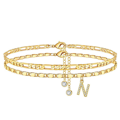 Luxe Layered Anklet | Gold Chain with Rhinestones, Adjustable Fit 12