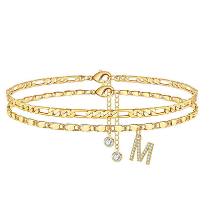 Luxe Layered Anklet | Gold Chain with Rhinestones, Adjustable Fit 13
