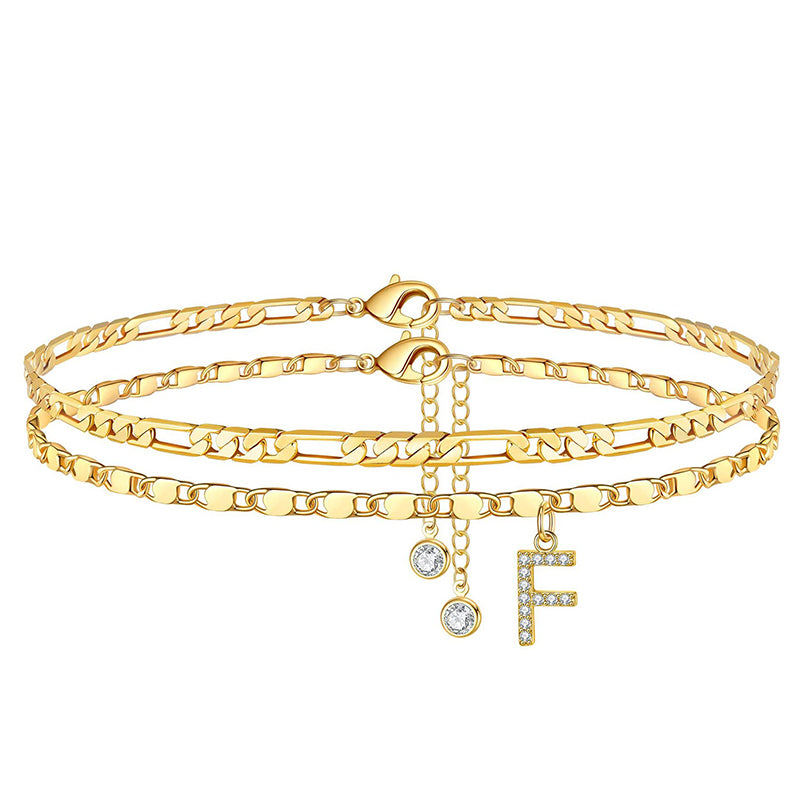 Luxe Layered Anklet | Gold Chain with Rhinestones, Adjustable Fit 14