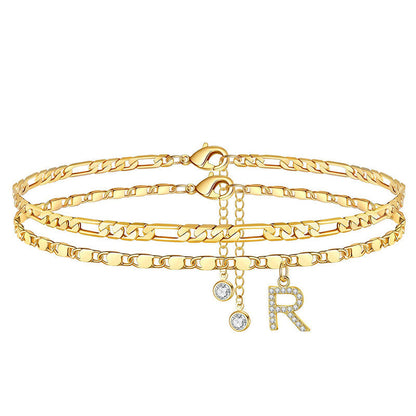 Luxe Layered Anklet | Gold Chain with Rhinestones, Adjustable Fit 19