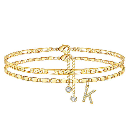 Luxe Layered Anklet | Gold Chain with Rhinestones, Adjustable Fit 23