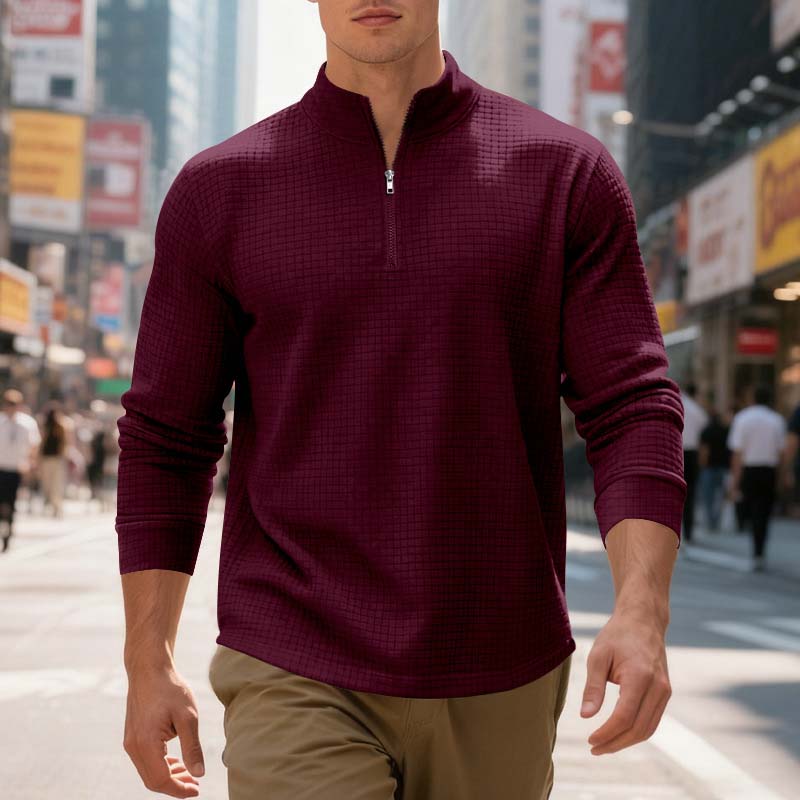 Maverick Men's Quarter Zip Pullover | Textured Jacquard Weave, Versatile Style 7