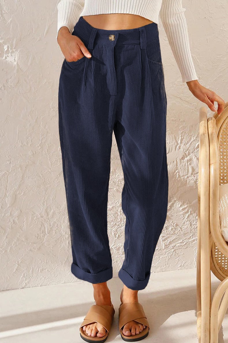 Mira Casual Pants | Mid Rise Corduroy with Side Pockets 11