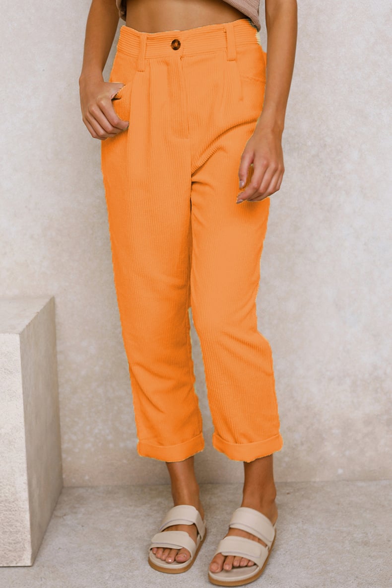 Mira Casual Pants | Mid Rise Corduroy with Side Pockets 12