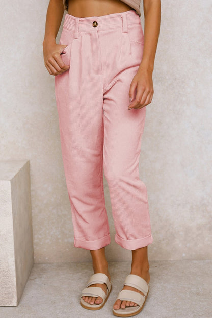 Mira Casual Pants | Mid Rise Corduroy with Side Pockets 13