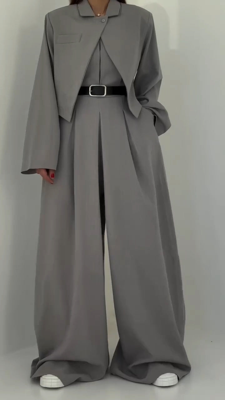 Mira Jumpsuit with Jacket Set | Structured Blazer, Wide-Leg Trousers 4