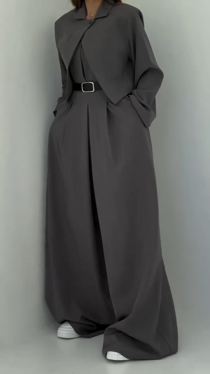 Mira Jumpsuit with Jacket Set | Structured Blazer, Wide-Leg Trousers 5