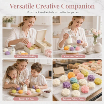 Mistral Mooncake Mold Set | Hand Press, Food-Grade PET, 27 Intricate Stamps 4