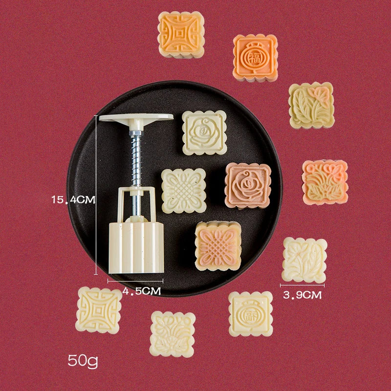 Mistral Mooncake Mold Set | Hand Press, Food-Grade PET, 27 Intricate Stamps 9