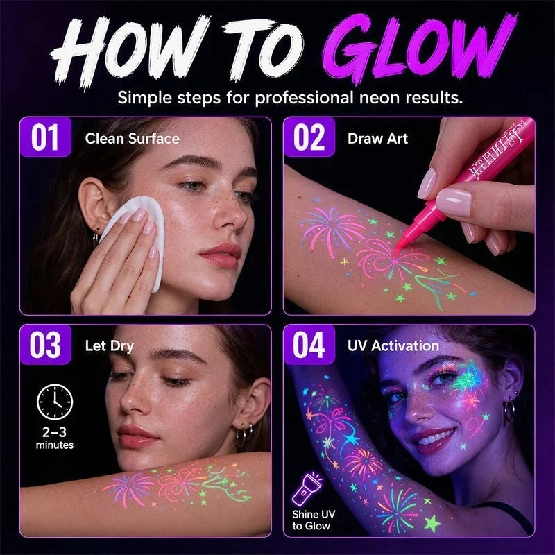 Nexa Glow Tattoo Pen | Neon Colors, Non-Toxic 6