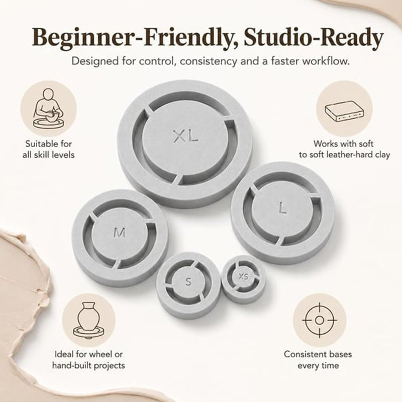 Pavo Pottery Tool | Multi-Size Clay Foot Ring Template for Trimming 5