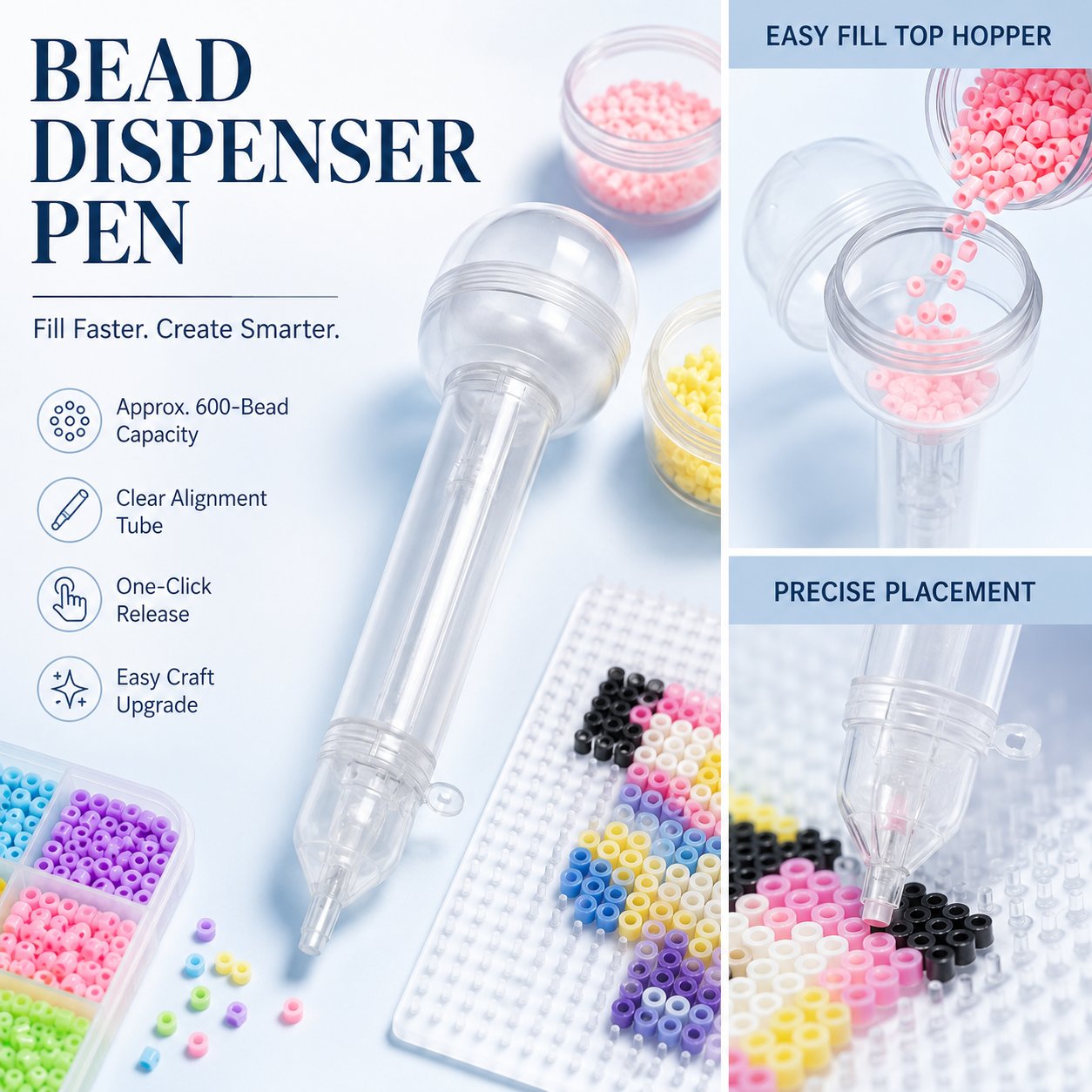 Pivo Bead Dispenser Pen | Push-Type, Holds 600 Beads 0