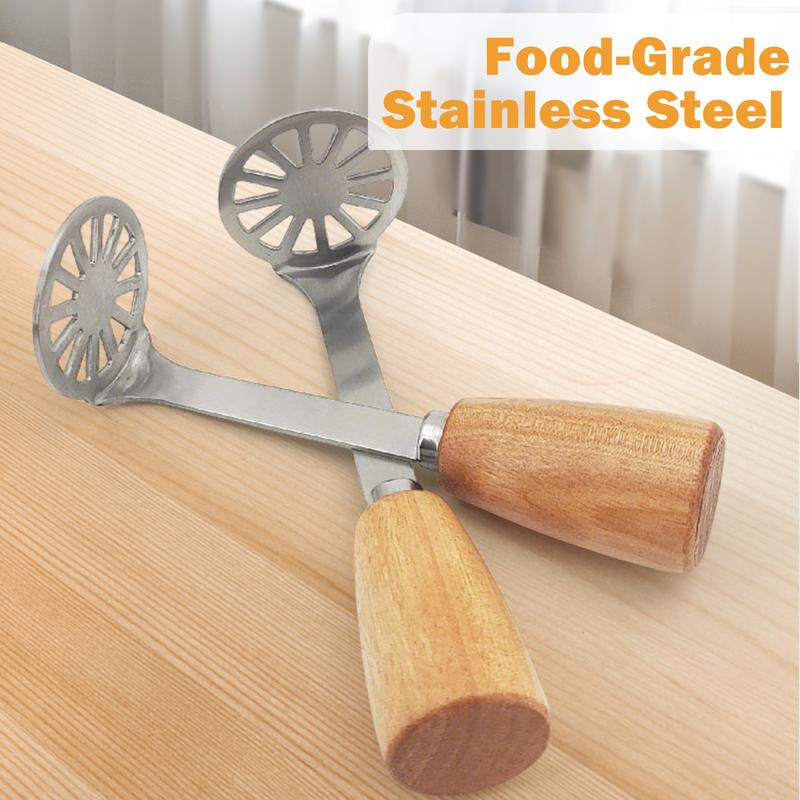 PuraMasher Potato Masher | Stainless Steel, Ergonomic Wooden Grip 3