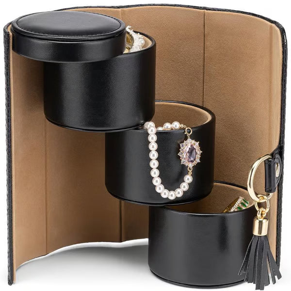 Pura Jewelry Box | Multi-Layer Travel Jewelry Organizer, Portable PU Leather Design 5