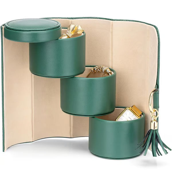 Pura Jewelry Box | Multi-Layer Travel Jewelry Organizer, Portable PU Leather Design 6