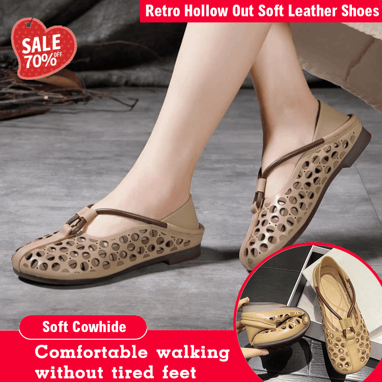 Rela Soft Leather Shoes | Retro Hollow Out Design, Lightweight Comfort 1