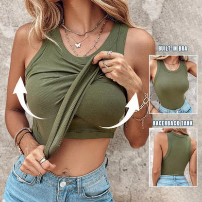 Rina Ribbed Tank Top | Built-In Bra, Soft & Breathable Fabric 2