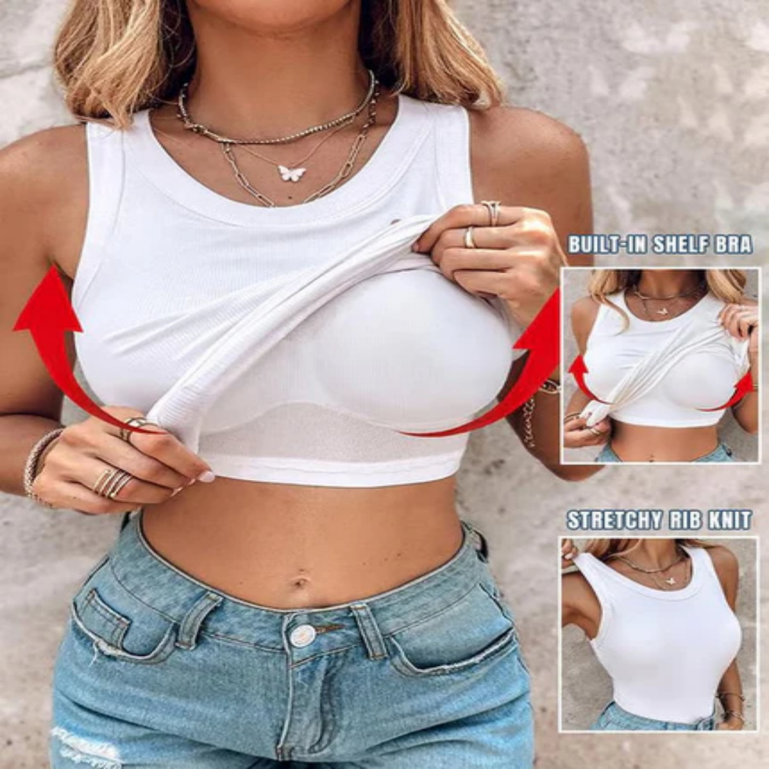 Rina Ribbed Tank Top | Built-In Bra, Soft & Breathable Fabric 4