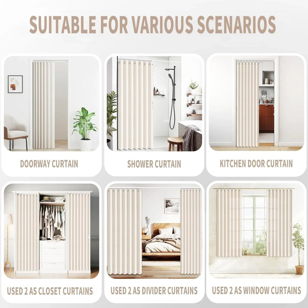Rivara Room Divider Drapes | Elegant Pleated Folding Curtain for Doorways 1
