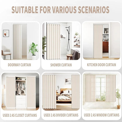 Rivara Room Divider Drapes | Elegant Pleated Folding Curtain for Doorways 1